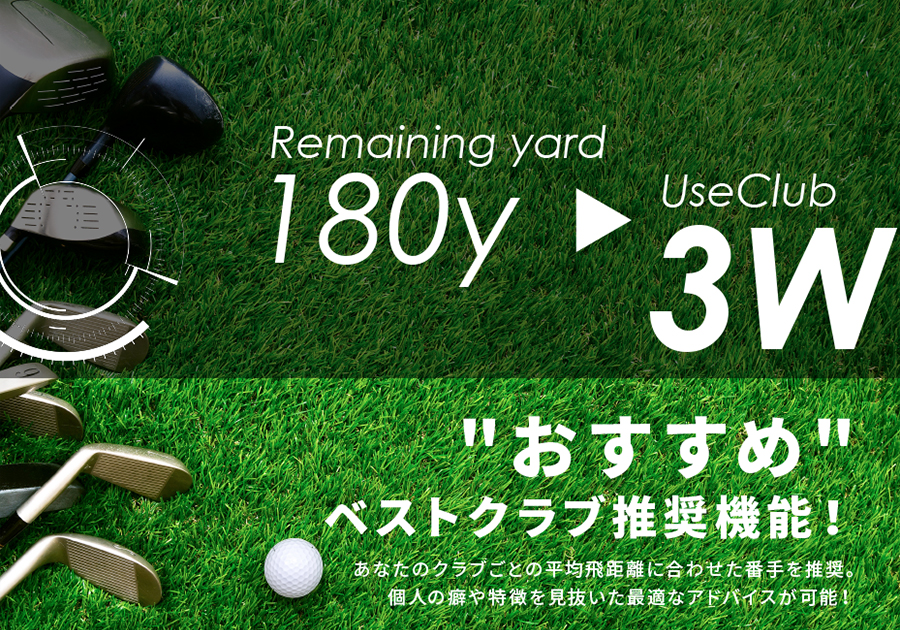 Remaining yard 180y > UseClub 3W　おすすめベストクラブ推奨機能